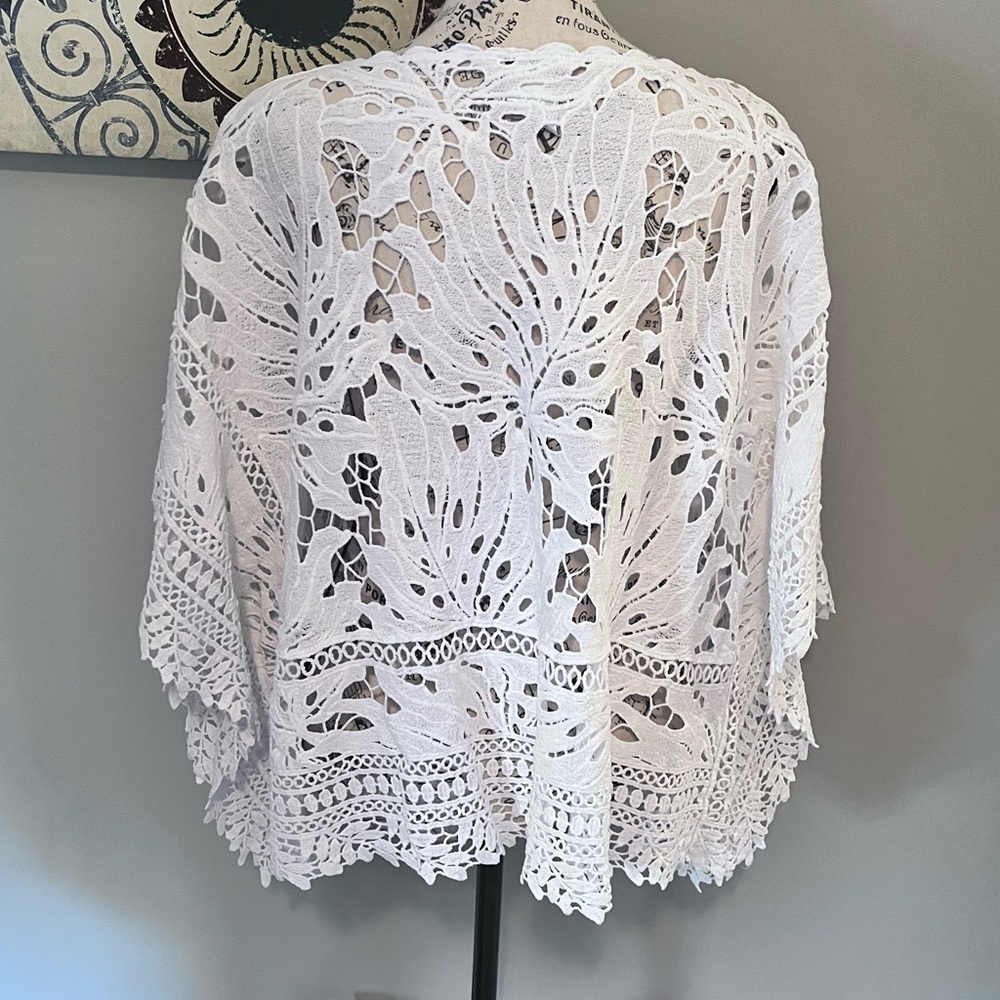 Chico's White Lace Poncho - Picture 6 of 6